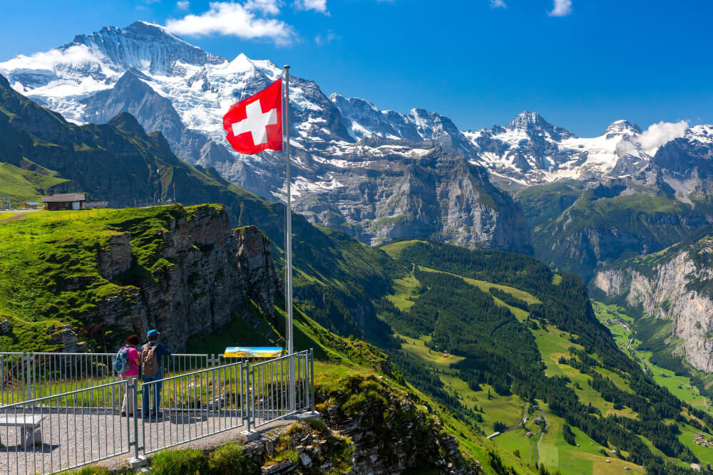 Sommet de la montagne Jungfrau depuis le point de vue de Mannlichen, dans l'Oberland bernois en Suisse